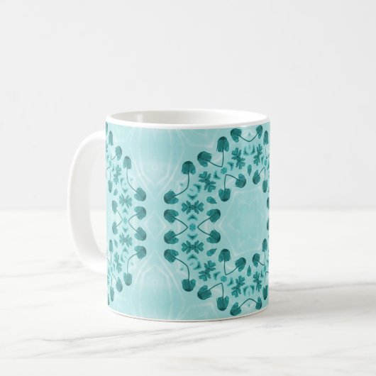 Mug Motif floral, bleu Turquoise (Devant gauche)
