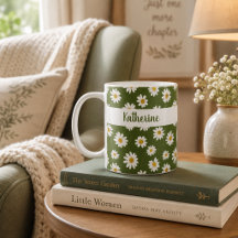 Motif floral bohème de marguerite verte