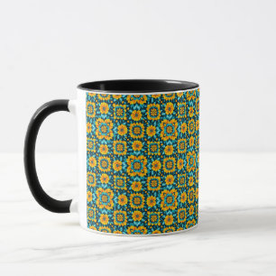 Mug Motif floral bohème sans couture dans un style fol