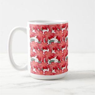 Mug Motif floral corail vibrant Fleurs rouges audaci