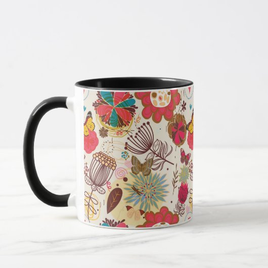 Mug Motif floral dans le rétro style 4 (Gauche)