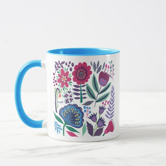 Mug Motif floral d'art populaire magenta (Gauche)