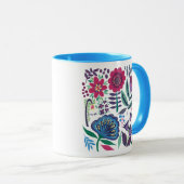Mug Motif floral d'art populaire magenta (Devant droit)