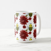 Mug Motif floral de abeilles (Devant droit)