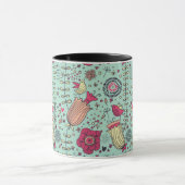 Mug Motif floral de bande dessinée avec des oiseaux (Centre)