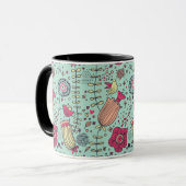 Mug Motif floral de bande dessinée avec des oiseaux (Devant gauche)