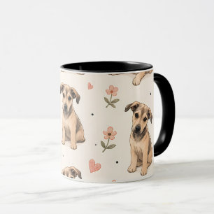 Mug Motif floral de chiots mignons avec des cœurs