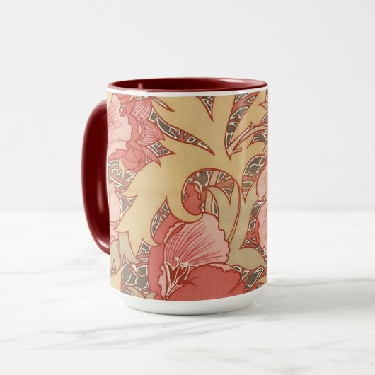 Mug Motif floral de Nouveau d'art de pavots de William (Devant gauche)