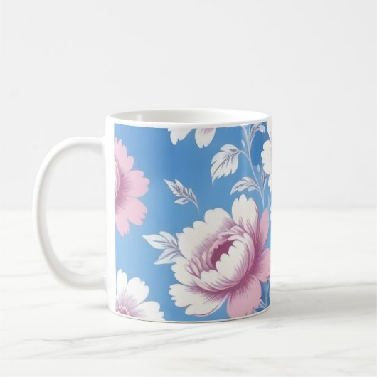 Mug Motif floral de pivoine rose (Gauche)