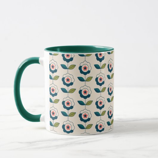 Mug Motif floral de rétro turquoise (Gauche)