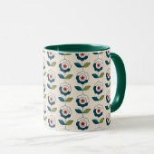 Mug Motif floral de rétro turquoise (Devant droit)