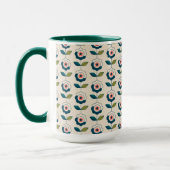 Mug Motif floral de rétro turquoise (Gauche)