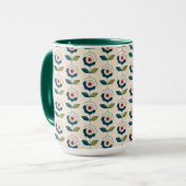 Mug Motif floral de rétro turquoise (Devant gauche)