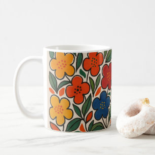 Mug Motif floral de style rétro des années 1960