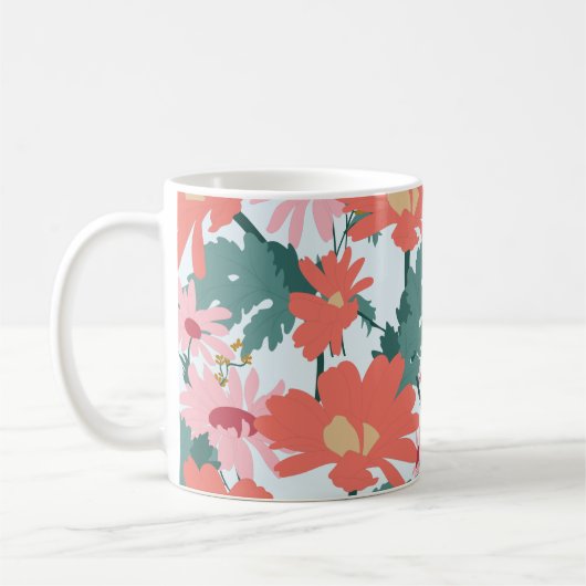 Mug Motif Floral Dessin Élégant Fleurs Décoratives (Gauche)