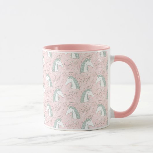 Mug Motif floral doux de licorne (Droite)