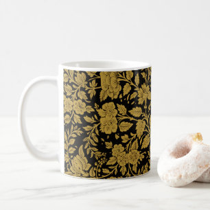 Mug Motif floral en or antique et noir de laque indien