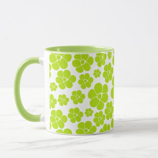 Mug Motif floral en vert citron et blanc (Gauche)