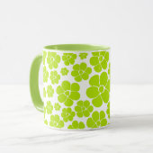 Mug Motif floral en vert citron et blanc (Devant gauche)
