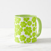 Mug Motif floral en vert citron et blanc (Devant droit)