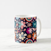 Mug Motif floral et géométrique rétro-vibrant (Devant droit)