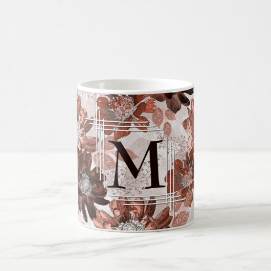 Mug Motif floral gris-marron. (Centre)