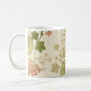 Mug Motif floral incomparable. Feuillage vert, gomme r