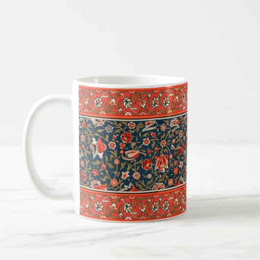 Mug Motif floral indo-persan bohème vintage rouge (Gauche)