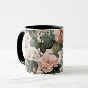 Mug Motif floral ivoire Fleur rose élégante