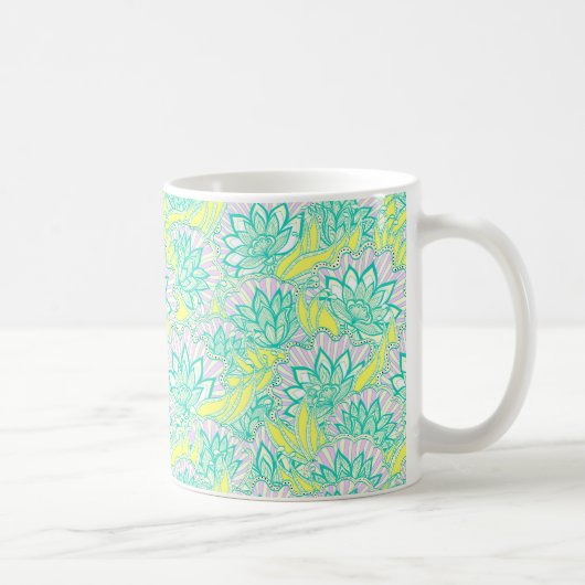 Mug Motif floral jaune vert mou (Droite)