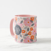 Mug Motif floral mignon du monogramme | rétro (Devant gauche)