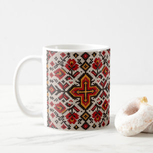Mug Motif floral orange tribal marocain vintage