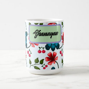 Mug Motif floral personnalisé Tortue Tropical Cerise