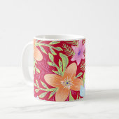 Mug Motif floral printanier coloré, rose framboise (Devant gauche)