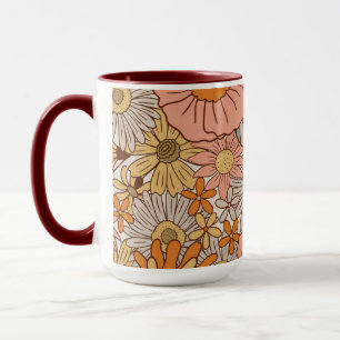 Mug Motif floral rétro groovy des années 70