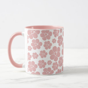 Mug Motif floral - Rose et Blanc