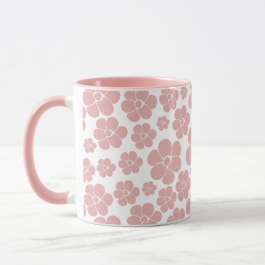 Mug Motif floral - Rose et Blanc (Gauche)