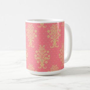 Mug Motif Floral Rose Et Or