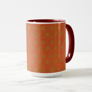 Mug Motif Floral Rose Et Or