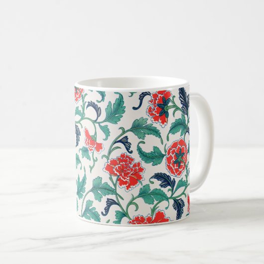 Mug Motif floral rouge et vert (Devant droit)
