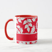 Mug Motif floral rouge - monogrammé (Gauche)