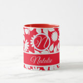 Mug Motif floral rouge - monogrammé (Centre)
