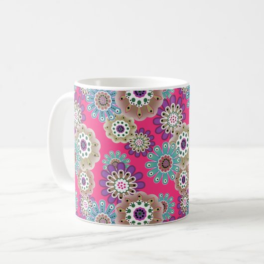 Mug Motif floral rustique coloré rétro (Devant gauche)