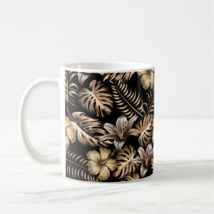 Mug Motif floral sans couture avec feuilles. dos tropi