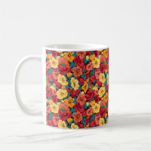 Mug Motif floral sans couture rétro. Anémones