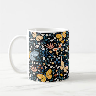 Mug Motif floral sans soudure avec papillons, main dr