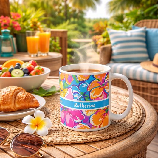 Mug Motif floral tropical coloré
