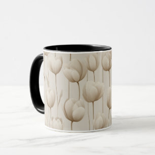 Mug Motif floral tulipe ivoire neutre moderne