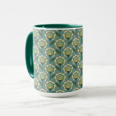 Mug Motif floral turquoise et jaune (Devant gauche)