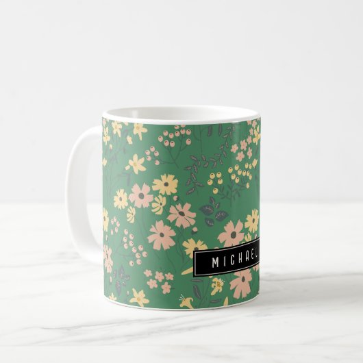 Mug Motif floral vert bohème moderne (Devant gauche)